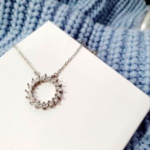 🌻New Charm Silver Sun Flower Diamond Necklace